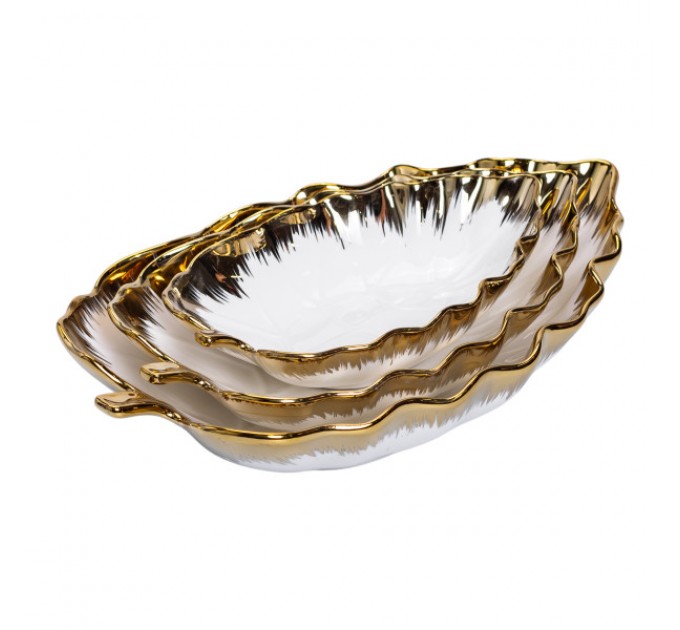Набір блюд порцелянових сервірувальних 3 штуки, золото