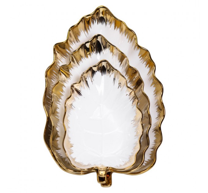 Набір блюд порцелянових сервірувальних 3 штуки, золото