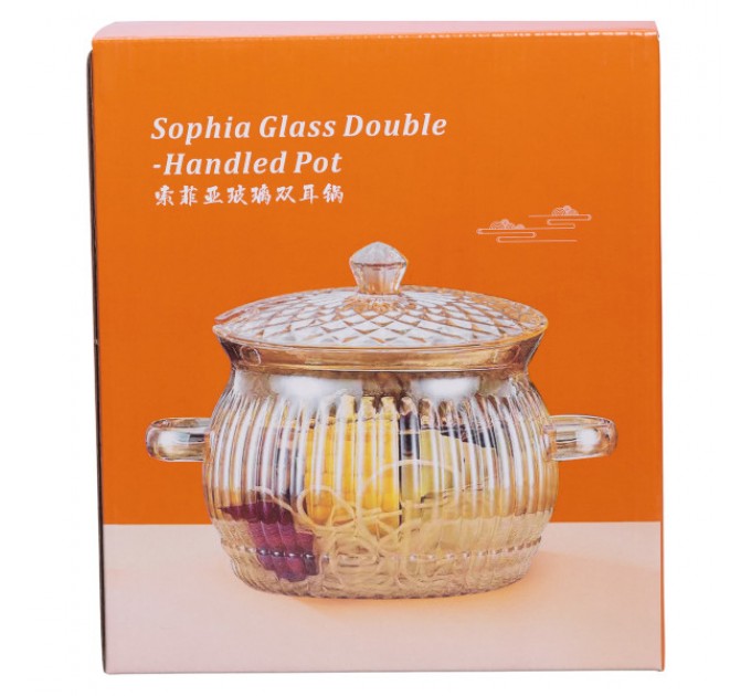 Кастрюля из жаростойкого стекла 2 л, прозрачный