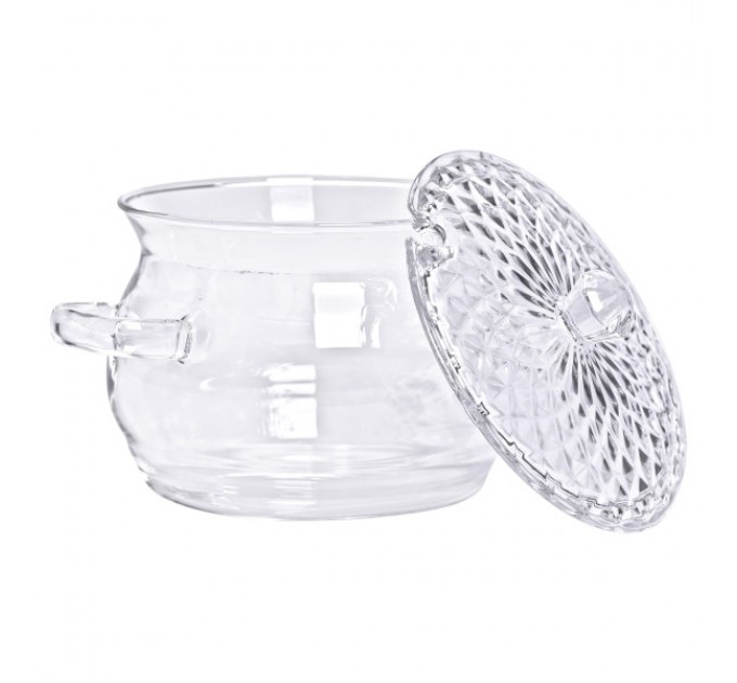 Кастрюля из жаростойкого стекла 2 л, прозрачный