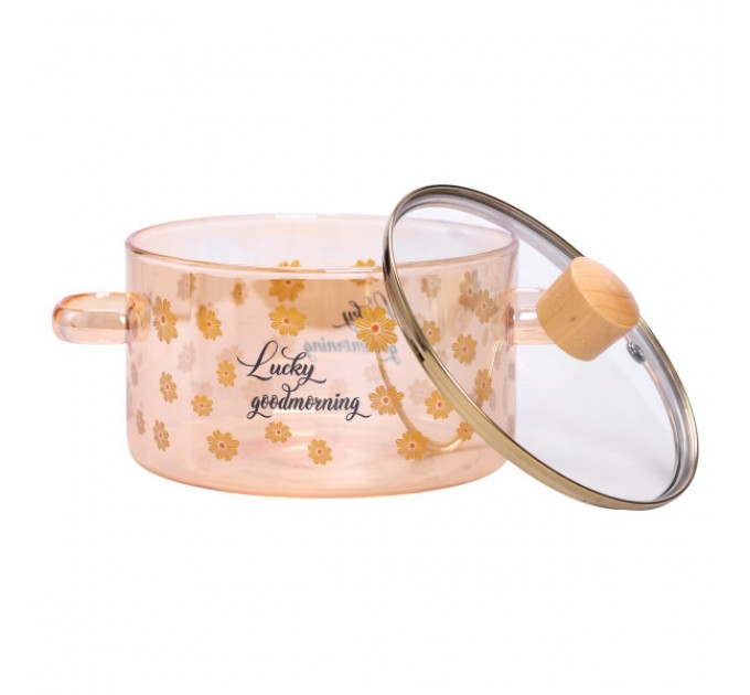 Каструля з боросилікатного скла 1,5 л, коричневий