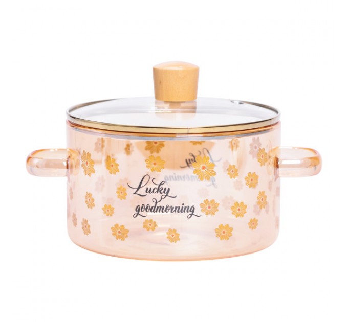 Каструля з боросилікатного скла 1,5 л, коричневий