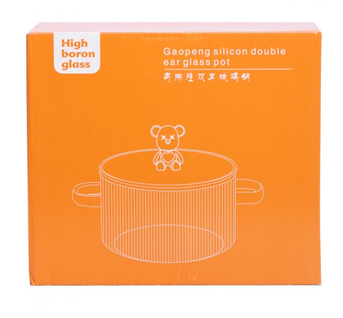 Каструля з боросилікатного скла 1,5 л, коричневий