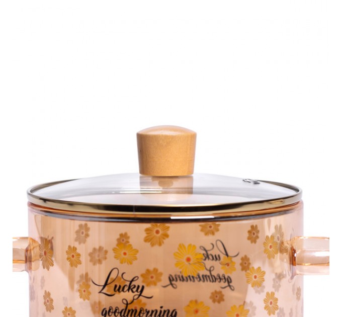 Каструля з боросилікатного скла 1,5 л, коричневий