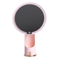Косметичне дзеркало з LED-підсвіткою та органайзером 18,5 см, рожевий