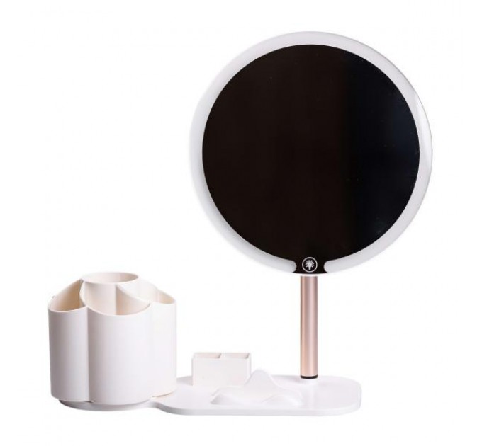 Косметичне дзеркало з LED-підсвіткою та органайзером 21 см, білий