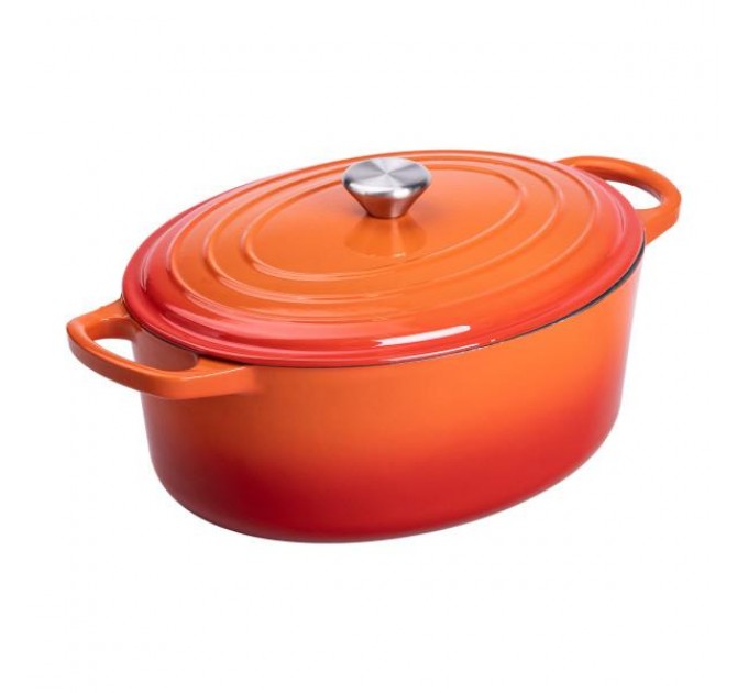 Гусятниця чавунна з емальованим покриттям 6 л, помаранчевий