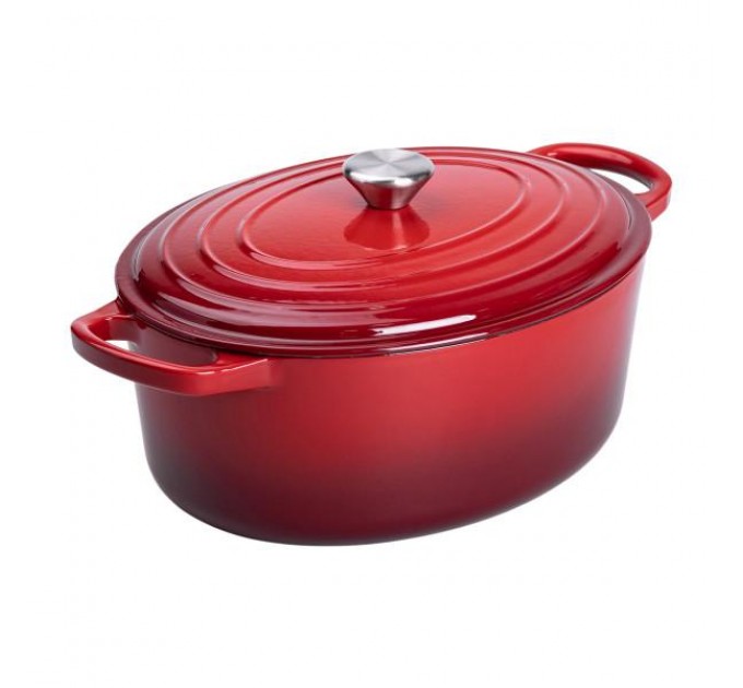 Утятница чугунная с эмалированным покрытием 6 л, красный.