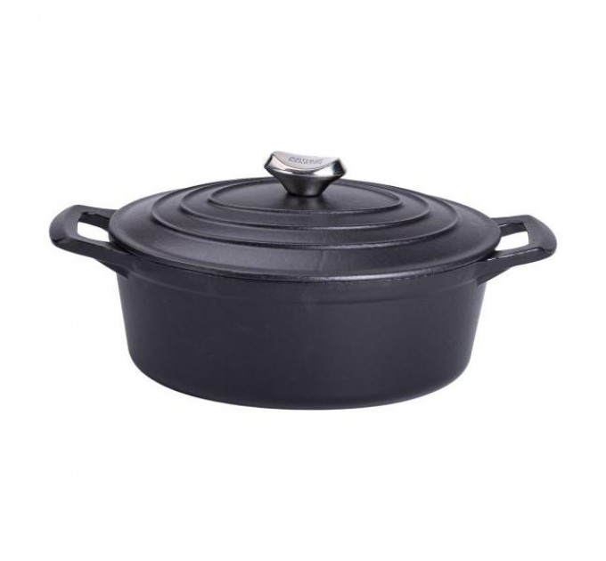 Гусятниця чавунна з кришкою 3 л, чорний
