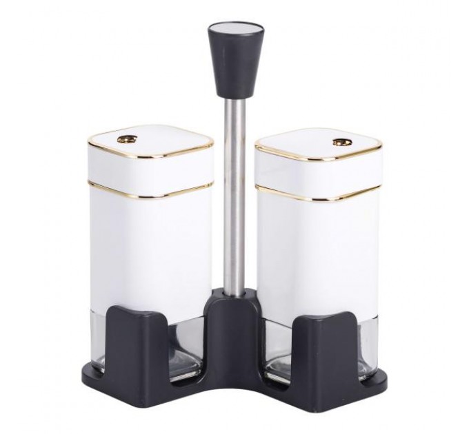 Набор для специй 2 штуки по 120 мл на подставке, белый