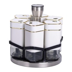 Набор для специй 6 штук по 120 мл на подставке, белый Набор для специй 6 штук по 120 мл на подставке, белый