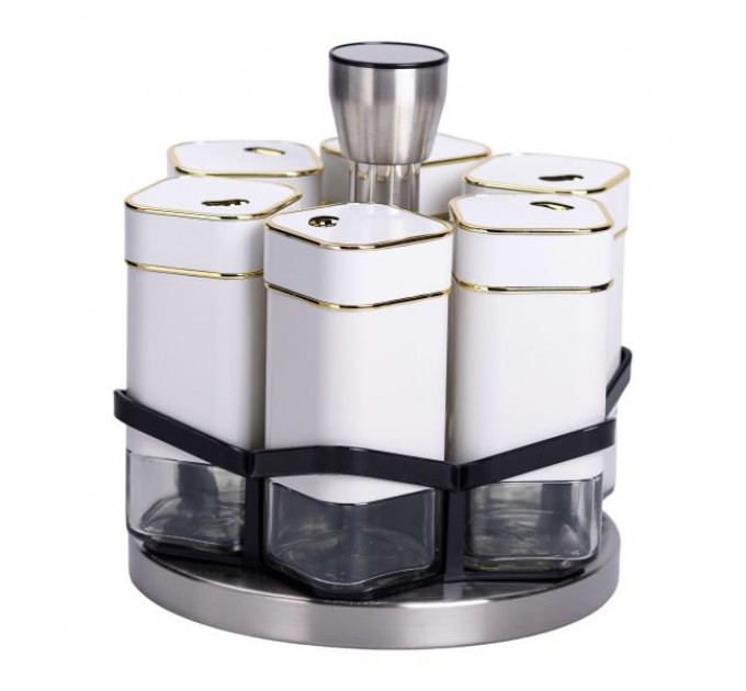 Набір для спецій 6 штуки по 120 мл на підставці, білий