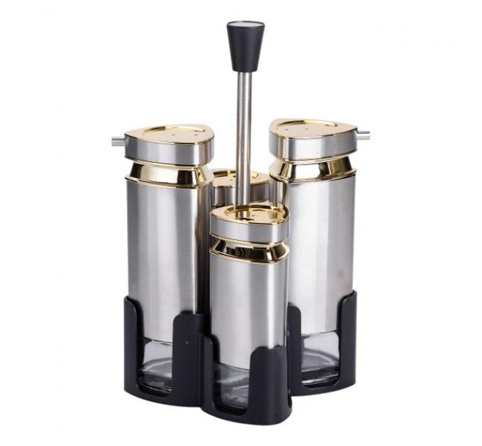 Набір баночок для спецій та рідких текстур 4 предмети на підставці