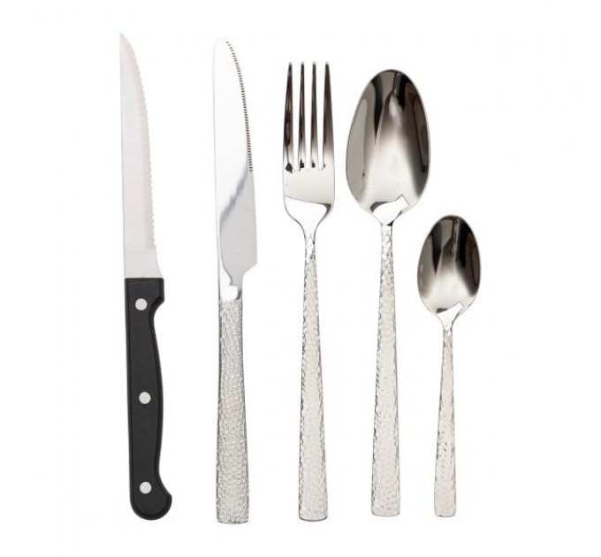 Набір столових приборів із нержавіючої сталі на 6 персон з органайзером, срібло