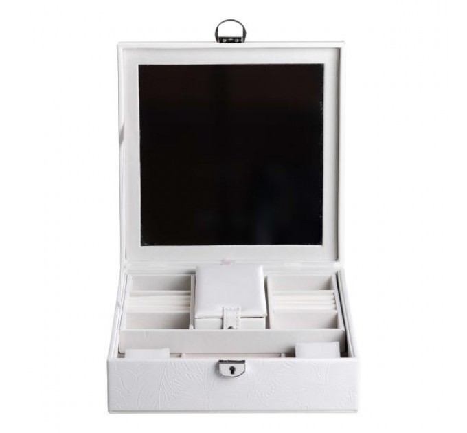 Скринька-органайзер для прикрас із замком 25х25х8,5 см, білий