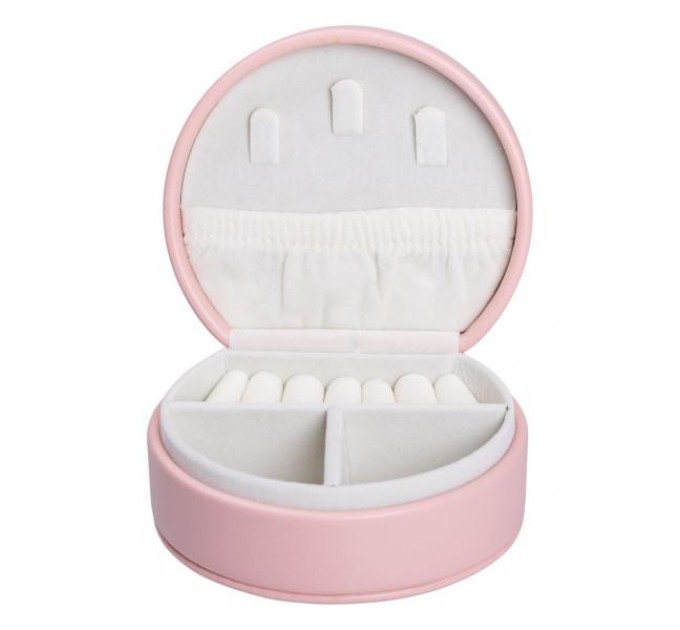 Скринька-органайзер для прикрас дорожня на кнопці 10х9х4, 5 см, рожевий