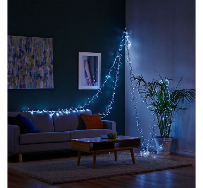 Гірлянда Нитка вулична 1000 LED 100 м на сонячній батареї чорна, білий