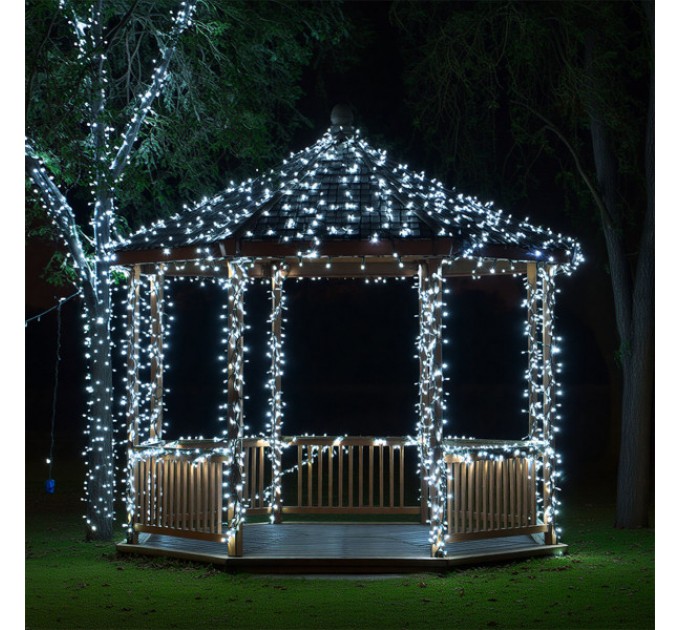 Гірлянда Нитка вулична 1000 LED 100 м на сонячній батареї чорна, білий