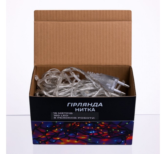Гірлянда Нитка 160 LED 16 м прозора, жовтий