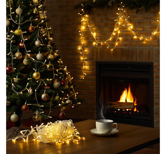 Гірлянда Нитка 160 LED 16 м прозора, жовтий