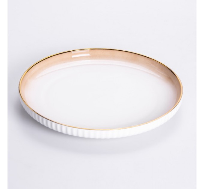 Сервиз фарфоровый столовый 32 предмета на 6 персон, золотой