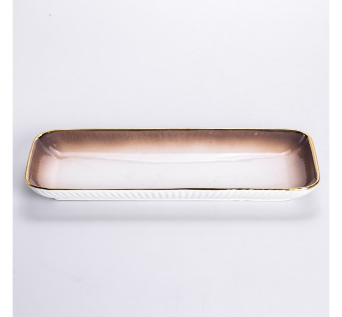 Сервиз фарфоровый столовый 32 предмета на 6 персон, золотой