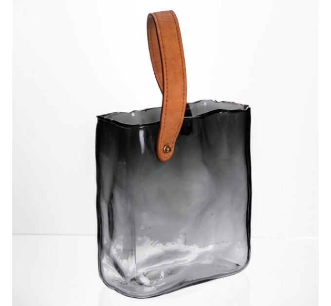 Ваза для цветов и декора Сумочка 2л, дымчатый серый