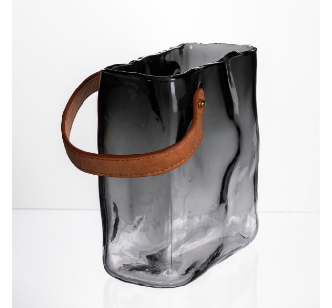 Ваза для цветов и декора Сумочка 2л, дымчатый серый