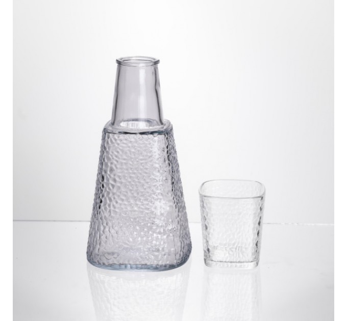 Графин зі склянкою-кришкою 1/0,2 л фактурний, прозорий