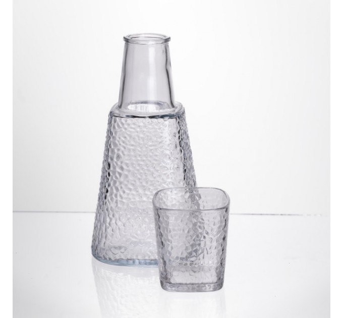 Графин зі склянкою-кришкою 1/0,2 л фактурний, прозорий