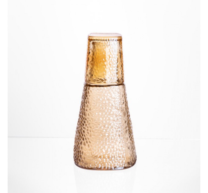 Графин зі склянкою-кришкою 1/0,2 л фактурний, карамель