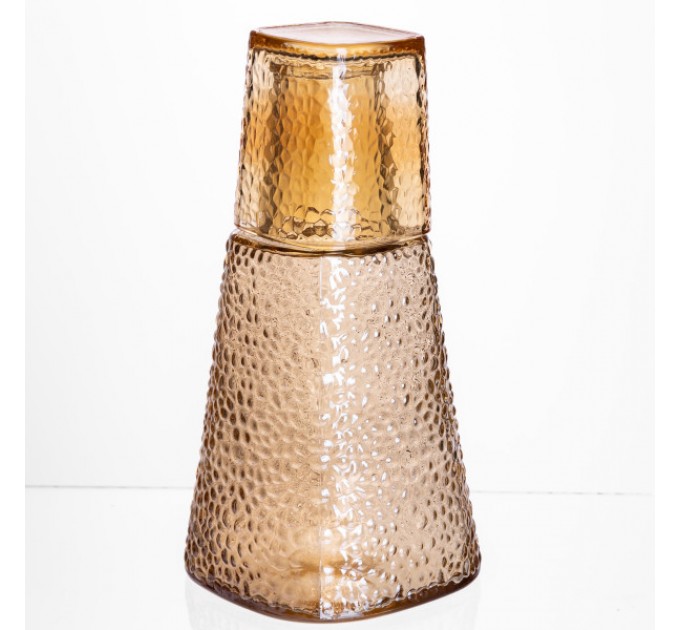 Графин зі склянкою-кришкою 1/0,2 л фактурний, карамель