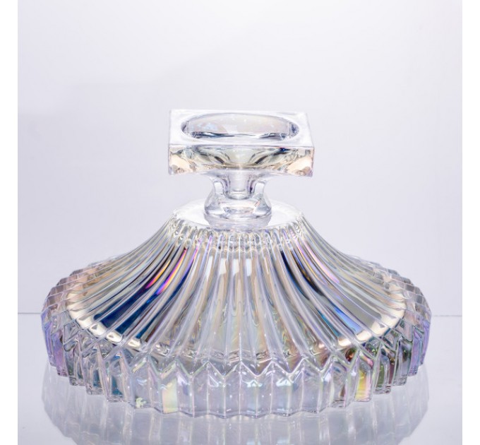 Фруктовниця із товстого скла 29 см на квадратній ніжці, rainbow