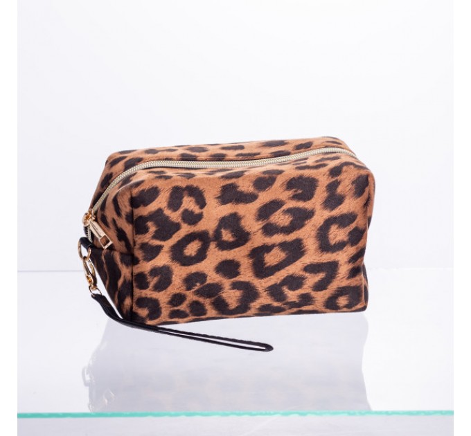 Набір косметичок велюрових 2 штуки 22*13*16 см/ 18*9*10 см, коричневий