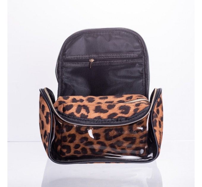 Набір косметичок велюрових 2 штуки 22*13*16 см/ 18*9*10 см, коричневий