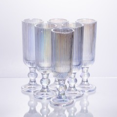 Келих для шампанського фігурний прозорий ребристий з товстого скла набір 6 штук, rainbow