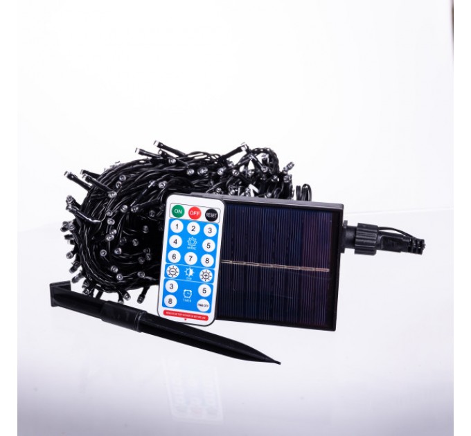 Гірлянда Нитка вулична 300 LED 30 м на сонячній батареї чорна, синій