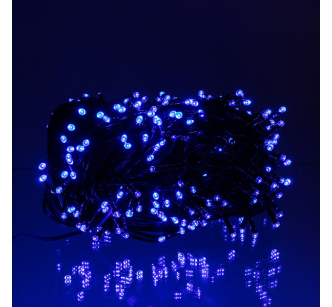 Гірлянда Нитка вулична 300 LED 30 м на сонячній батареї чорна, синій