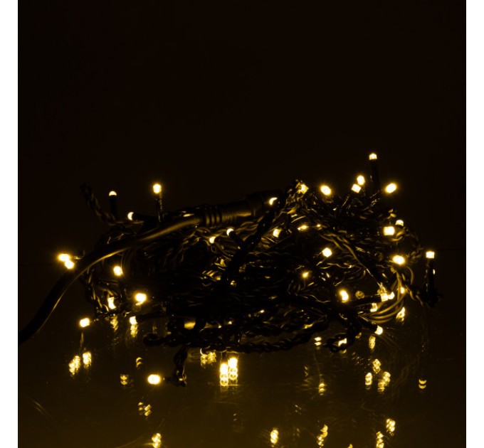 Гірлянда Бахрома вулична 105 LED 6 м від мережі чорна нитка, жовтий
