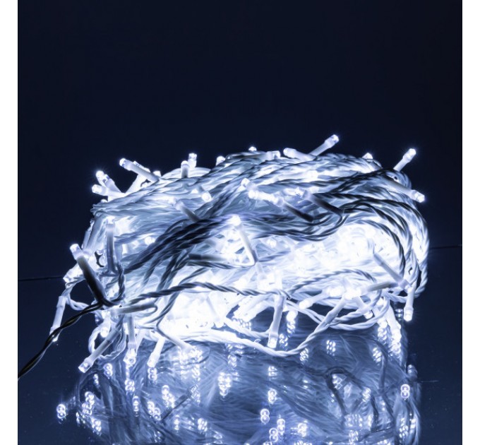Гирлянда Нить уличная 300 LED 30 м от сети белая нить, белый