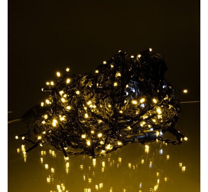 Гірлянда Бахрома вулична 600 LED 36 м від мережі чорна нитка, жовтий