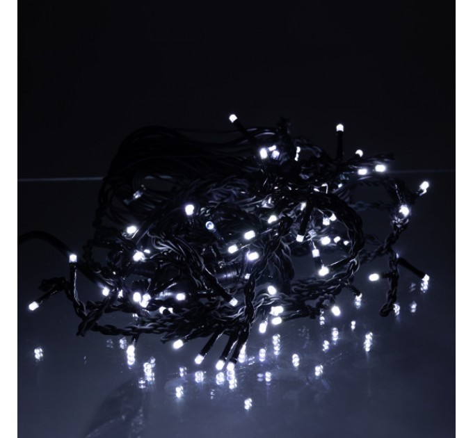 Гірлянда Бахрома вулична 105 LED 6 м від мережі чорна нитка, білий