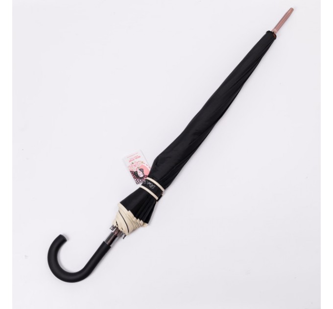 Зонт-трость полуавтомат сложный 120 см, черный