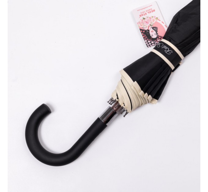 Зонт-трость полуавтомат сложный 120 см, черный