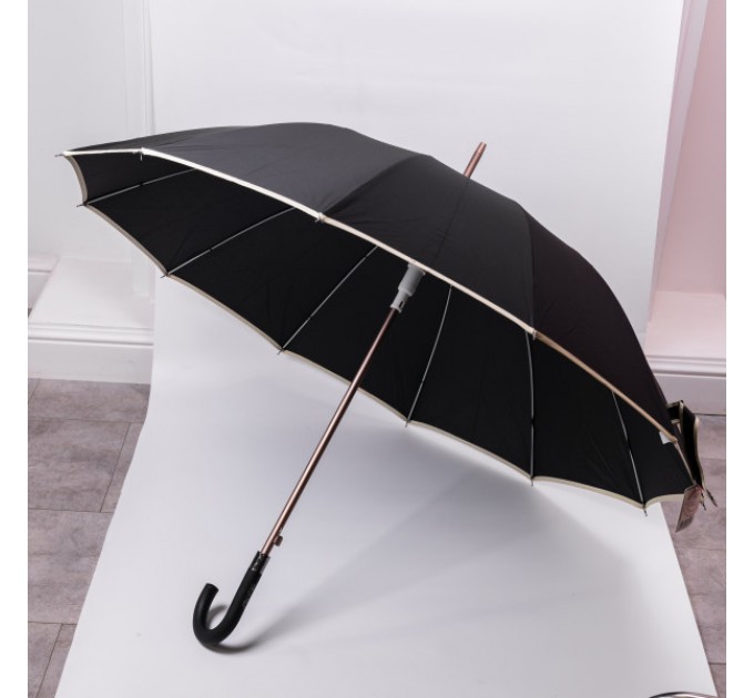 Зонт-трость полуавтомат сложный 120 см, черный Зонт-трость полуавтомат сложный 120 см, черный