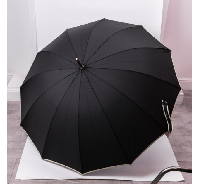 Зонт-трость полуавтомат сложный 120 см, черный