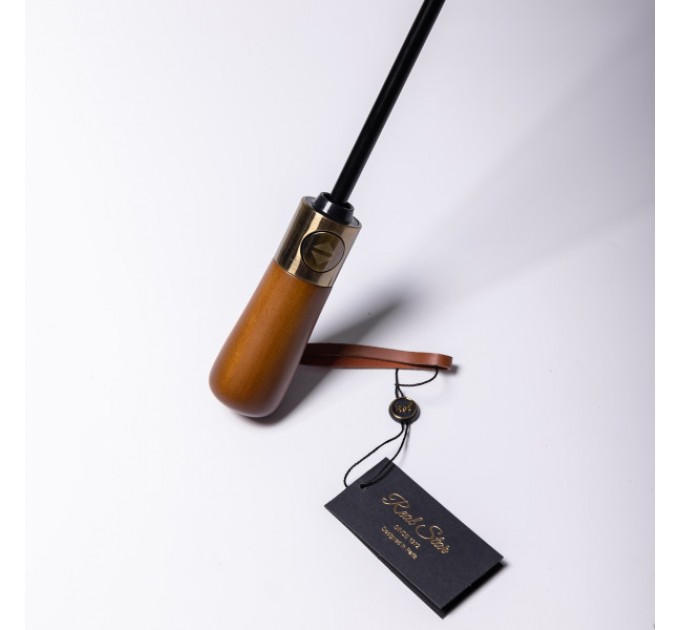 Парасоля автоматична складна 116 см, з дерев'яною ручкою, сірий