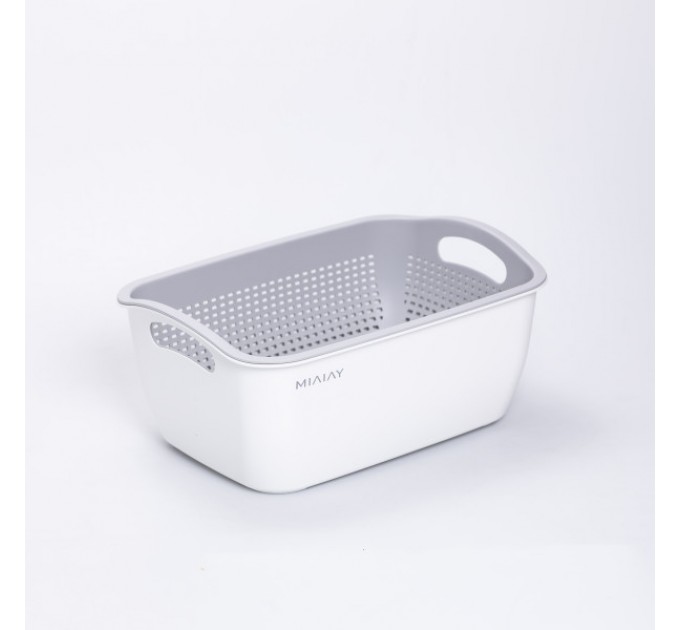 Кошик для миття овочів та фруктів MIAIAY пластиковий 29,5*21*11 см, білий