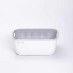 Кошик для миття овочів та фруктів MIAIAY пластиковий 29,5*21*11 см, білий