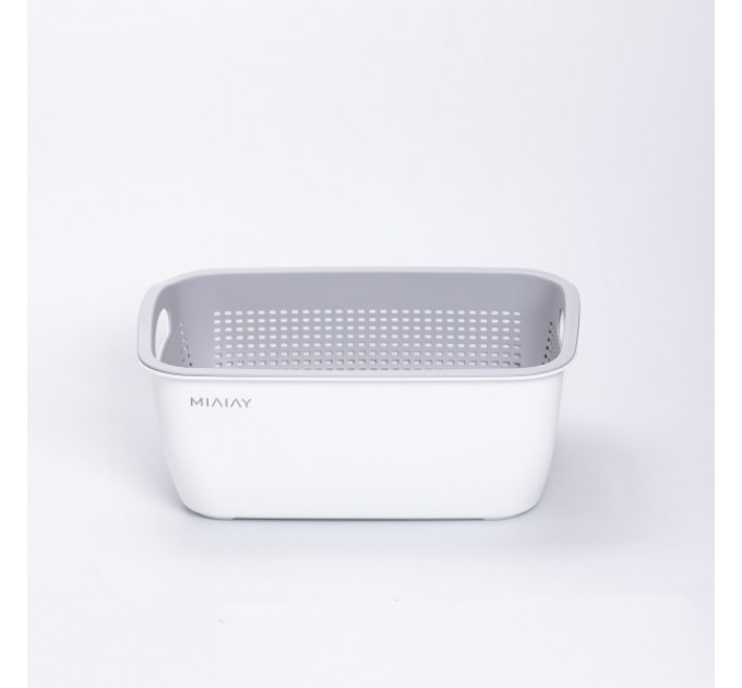 Кошик для миття овочів та фруктів MIAIAY пластиковий 29,5*21*11 см, білий